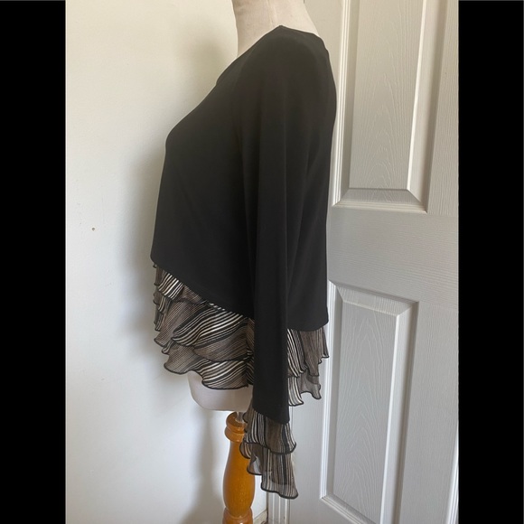 Joseph Ribkoff Black/Gold Ruffle Trim Top - Picture 7 of 10